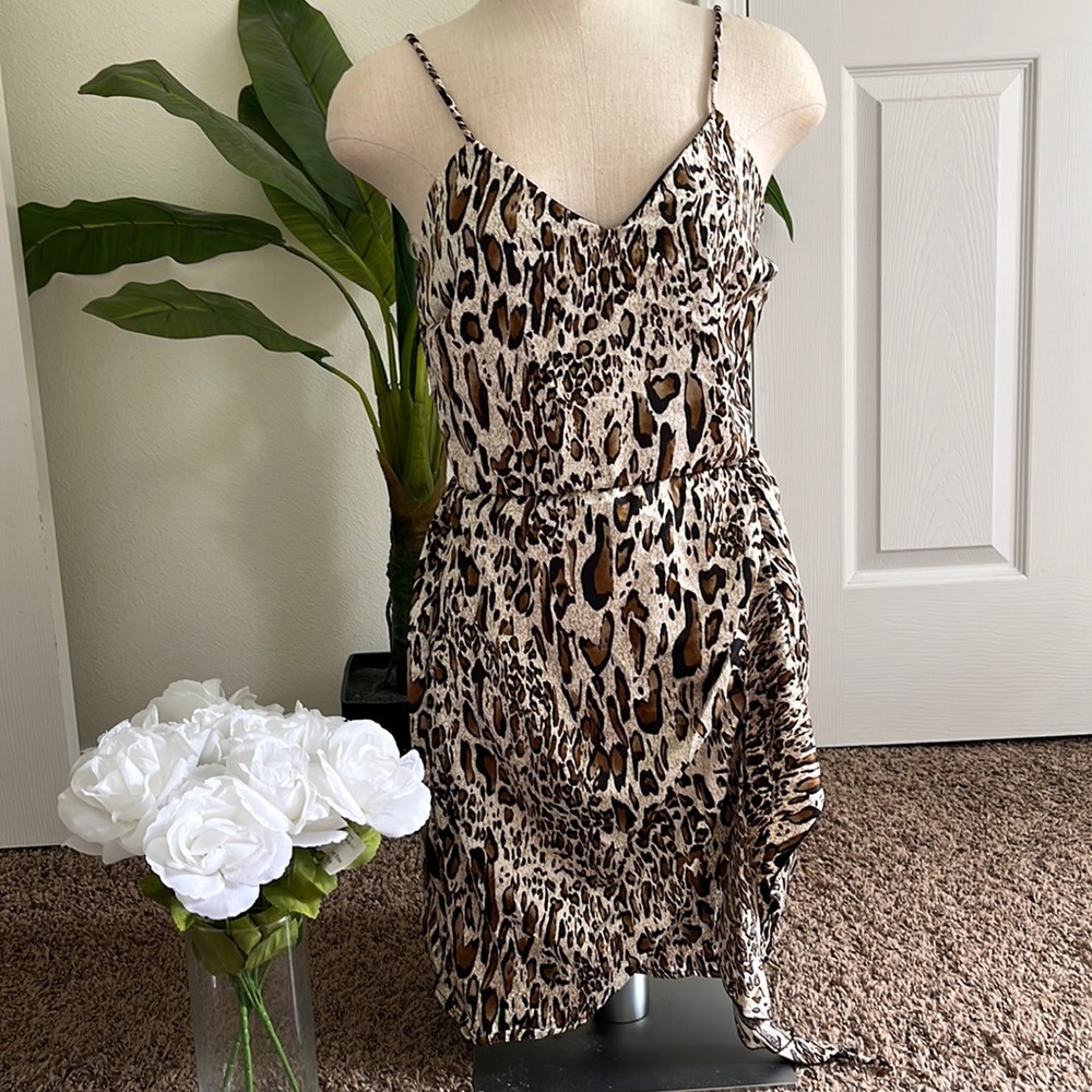 🤎🐆 NWT New Cheetah Leopard Print Spot Party Sleeveless Animal Jungle Dress 🐆🤎